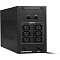 Фото-2 ИБП ExeGate SpecialPro UNB-1000, вид сзади; задняя панель с шестью IEC-розетками OUTPUT, двумя портами IN/OUT для линии связи, кнопкой breaker и встроенным входным кабелем; чёрный корпус на светлом фоне для страницы товара и оценки набора выходов.
