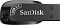 Фото-5 USB‑накопитель SanDisk Shift Ultra USB 3.0 64 ГБ SDCZ410‑064G‑G46; крупный план логотипа SanDisk и отметки USB 3.0 на матовой поверхности корпуса; важен для идентификации бренда и интерфейса.