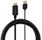 Фото-3 Видеокабель Buro HDMI–DisplayPort с USB-A, 2 м, крупный план разъёмов на белом фоне; показаны штекер DisplayPort в крупном прямоугольном корпусе и тонкий USB-A на отдельном проводе, ниже видна бухта чёрного кабеля; фото важно для страницы товара, чтобы рассмотреть конструкцию разъёмов и кабель дополнительного питания.