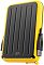 Фото-2 Внешний HDD Silicon Power Armor A66 SP040TBPHD66LS3Y, вид под углом, чёрная ребристая панель и жёлтый защитный бампер, подключён кабель USB с штекером USB-A.