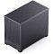 Фото-28 Корпус Jonsbo D32 Pro Black, вид под углом сзади/сверху: перфорированная верхняя панель и глухая боковая стенка с мелкой перфорацией, спереди виден блок кнопок &mdash; чтобы оценить внешний вид корпуса с разных сторон и вентиляционные панели.