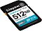 Фото-3 Карта памяти SDXC Kingston Canvas Go! Plus 512GB — вид под углом: видны кромки корпуса и боковой переключатель Lock, бирюзовая полоса этикетки и маркировка V30; ракурс помогает оценить конструктивные элементы SD‑карты