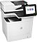 Фото-2 МФУ HP LaserJet Enterprise M635h (7PS97A), вид сбоку-слева: верхний блок автоподатчика и крышка сканера, сенсорный экран на поворотной панели, видна кнопка питания; бело-чёрный корпус на белом фоне — помогает оценить габариты верхнего модуля и доступ к управлению.