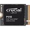 Фото-1 SSD Crucial P310 CT1000P310SSD2, фронтальный вид компактного модуля M.2 2230 1 TB на светлом фоне; видна чёрная лицевая наклейка Crucial by Micron P310, монтажный вырез слева и золотистые контакты справа. Полезно для страницы, потому что показывает укороченный форм-фактор 2230 и маркировку модели.