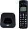 Фото-4 Радиотелефон DECT Sanyo RA-SD53RUBK, трубка и база отдельно рядом: верх базы с посадочным местом и логотипом, чёрный пластик; на белом фоне; важно для понимания конструкции зарядного стакана.