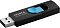 Фото-2 USB-накопитель ADATA UV220 64GB, вид под углом: выдвинут разъём USB‑A, чёрный корпус с голубым круглым слайдером, рифлёная задняя часть, на белом фоне; важно для страницы, чтобы показать разъём и положение слайдера при открытии.
