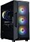 Фото-2 Корпус Zalman I3 NEO V2 Black, демонстрация корпуса в сборке; через стеклянную боковую панель видны процессорный кулер с кольцевой RGB-подсветкой, видеокарта и задний вентилятор, фото показывает внутреннее пространство корпуса с комплектующими.