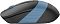 Фото-8 Беспроводная мышь A4Tech Fstyler FB10CS, чёрная с голубыми вставками, левый боковой вид; видны чёрная верхняя часть, голубая рифлёная вставка на борту и скошенная форма корпуса без боковых кнопок; изображение показывает силуэт и боковой дизайн модели.