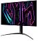 Фото-4 Монитор Acer Predator X27U, фронтальный вид под углом с другой стороны; тонкие рамки, стойка по центру и дугообразные ножки основания, на экране неоновая графика; важно для страницы — помогает оценить внешний вид под разными углами.