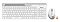 Фото-3 Комплект A4Tech Fstyler FB2535C Icy White, вид сверху: клавиатура и мышь рядом, в кадре также показан USB-наноприёмник с оранжевой вставкой; фото подтверждает наличие приёмника и компоновку набора на странице товара.