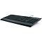 Фото-2 Клавиатура Logitech K280e, низкий боковой ракурс спереди; на фото виден тонкий корпус, островные клавиши, цифровой блок и широкий упор под запястья, чёрный цвет; изображение помогает понять профиль клавиатуры и форму основания на странице товара.