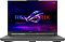 Фото-2 Игровой ноутбук ASUS ROG Strix G16 G614PP-WH94, фронтальный вид с открытым экраном на уровне нижней кромки. Видны дисплей с тонкими рамками, клавиатурный блок без цифрового ряда справа, широкий тачпад и графитовый корпус. Фото помогает оценить посадку экрана и форму передней части ноутбука.