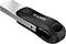 Фото-5 USB-накопитель SanDisk iXpand Go 128 ГБ, вид под углом с обратной стороны: металлическая часть корпуса и чёрная поворотная ручка, логотип SanDisk читается вверх ногами, виден крепёжный узел; на белом фоне &mdash; уточняет внешний вид задней стороны и конструкцию поворотного крепления для страницы товара.
