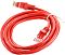 Фото-4 Патч-корд Premier UTP Cat 5e PP12 1,5 м, красный, общий вид кабеля в бухте; видны два разъёма RJ-45, белая стяжка и гладкая красная оболочка; на белом фоне для карточки товара, показывает форму укладки и комплектность для страницы сетевого кабеля.