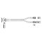 Фото-1 Кабель данных JPC P7332DN10800, разветвитель: один разъём slimline/MCIO x8 и два разъёма SFF-8654 x4 на ответвлениях, чёрный кабель, белый фон; важно для понимания схемы 1&rarr;2 на странице товара.