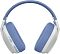 Фото-2 Гарнитура Logitech G435 981-001077, фронтальный вид с внутренней стороны. Видны голубые тканевые амбушюры, белые чашки, индикатор, кнопки управления и тканевое оголовье. Фото важно для страницы товара, потому что показывает посадочную часть и органы управления.