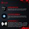 Фото-25 Наушники в зарядном футляре A4Tech Bloody M70, инфографика об автономности на красно-чёрном фоне; показаны два наушника, смартфон в руках и схема времени работы 8 часов плюс 24 часа от кейса; изображение помогает странице товара визуально объяснить запас питания модели.