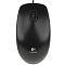 Фото-2 Проводная мышь Logitech B100, чёрная, вид строго сверху; виден симметричный корпус, центральное колесо прокрутки, логотип Logitech на нижней части корпуса и ввод кабеля сверху; изображение важно для страницы товара, потому что показывает верхнюю панель и базовую компоновку кнопок.