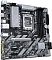 Фото-3 Материнская плата Gigabyte B860M D3HP &mdash; ракурс 3/4: видны радиаторы вокруг сокета LGA1851, четыре слота DDR5, длинный слот PCIe и разъёмы по правому краю; показывает высоту радиаторов и расположение портов.