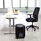 Фото-3 Уничтожитель бумаги Fellowes Powershred LX85 в офисном интерьере рядом со столом: тёмный корпус на колёсиках и переднее окно корзины; контекст показывает, как устройство выглядит в помещении на странице товара.