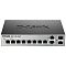 Фото-2 Коммутатор D-Link DGS-1100-10/ME, фронтальный вид: видны 8 RJ45 портов, справа два вертикально расположенных RJ45 и два SFP-слота, маркировка портов и индикаторы. Это важно для страницы товара, чтобы показать точную компоновку лицевой панели.
