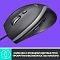 Фото-11 Мышь Logitech M500s проводная, чёрный цвет, упаковка спереди. На фото блистерная упаковка с бирюзовой подложкой, изображением мыши и текстовыми блоками о высокой скорости прокрутки и точном отслеживании. Для страницы товара это важно, потому что показывает розничную упаковку и ключевые обозначения на лицевой стороне.