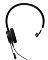 Фото-2 Наушники Jabra Evolve 20 USB Type-C, боковой профиль: чёрная гарнитура с тонким оголовьем, плоской микрофонной площадкой, поролоновым амбушюром и кабелем, выходящим из чашки; изображение помогает рассмотреть посадку и форму чашки модели.