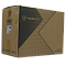 Фото-7 ИБП Raskat HSIO-1000VA+, упаковка под углом; коричневая коробка с логотипом RASKAT, маркировкой «ИБП», наклейками со штрихкодом и транспортными пиктограммами; изображение показывает транспортную упаковку модели для карточки товара.