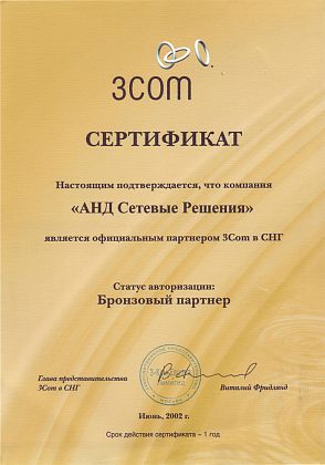 3COM Bronze Partner