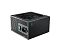 Фото-4 Блок питания для ПК DeepCool GS-PK600D 600 Вт, вид сверху и сзади под углом; видны квадратная решётка вентилятора, сетевой разъём IEC, выключатель и перфорированная задняя панель, корпус чёрный &mdash; фото показывает подключение питания и вентиляцию блока.