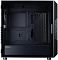 Фото-8 Корпус Zalman I3 NEO V2 Black, правая боковая панель; чёрная металлическая стенка с длинной вертикальной перфорацией и видимым за ней вентилятором, фото показывает дополнительную вентиляцию боковой стороны корпуса.