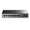 Фото-2 Коммутатор TP-Link TL-SF1008P, вид спереди. На фото показаны восемь Ethernet-портов, обозначение PoE над средними портами и вход питания 48V справа. Прямой фронтальный ракурс помогает понять расположение портов и питания на странице товара.