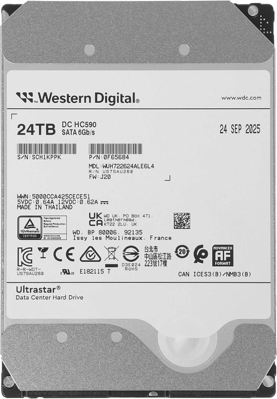 Фото Диск HDD WD Ultrastar DC HC590 SATA 3.5" 24 ТБ, 0F65684