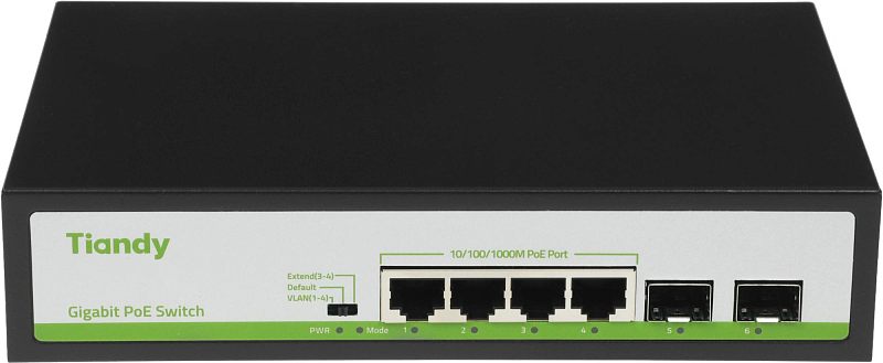 Фото Коммутатор Tiandy TC-P3S06 H/0402/AT/60 4-PoE Неуправляемый 6-ports, TC-P3S06 H/0402/AT/60