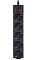 Фото-1 Сетевой фильтр Perfeo PowerX PF_A4716, чёрный, фронтальный вид: пять розеток расположены вертикально, сверху красный выключатель в прямоугольной рамке, на корпусе тиснёный логотип Perfeo и рёбра жёсткости между розетками; фото помогает увидеть лицевую конструкцию и органы включения на странице товара.