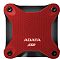 Фото-1 Внешний SSD ADATA SD620 2 ТБ, вид сверху: красная рельефная панель с логотипом ADATA SSD, четыре винта по углам, чёрные боковые вставки на белом фоне; важно для визуальной идентификации модели и цвета.