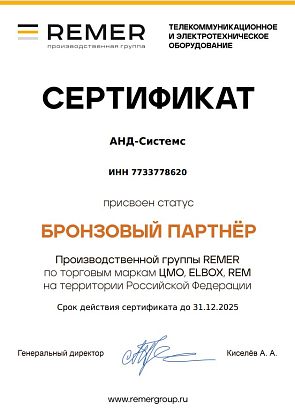 Бронзовый партнер производственной группы Remer