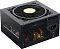 Фото-2 Блок питания для ПК Zalman Teramax II View 1000W, вид сзади справа сверху; показаны верхняя круглая решётка вентилятора, сотовая задняя перфорация, сетевой разъём IEC и выключатель, на боковой стороне видна узкая прозрачная вставка; тёмно-серый; снимок на светлом фоне показывает охлаждение и заднюю панель питания, важные для установки в корпус.