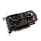 Фото-3 Видеокарта Ninja GeForce GTX 1050 Ti, вид сверху под углом; показаны два вентилятора, многослойный кожух и открытая плата вдоль нижней кромки; чёрно-красное исполнение и форма охлаждения важны для страницы видеокарты.