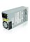 Фото-3 Блок питания Foxconn R Series Flex ATX 300W FX-R300, вид под углом сверху и сбоку. Видны сетевой разъём AC 230V, торцевой вентилятор, боковая наклейка с параметрами и продольные вентиляционные прорези. Изображение показывает охлаждение и маркировку корпуса.