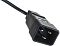 Фото-4 Кабель питания Lanmaster LAN-PP13-20, разъём IEC 320 C20 крупным планом: вид на три металлических контакта внутри прямоугольного корпуса, литой пластик и ребристый ввод кабеля; цвет чёрный.