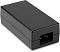 Фото-9 PoE‑инжектор DIGMA DNP65W52GTXP, крупный план разъёма питания IEC на торце; чёрный корпус на белом фоне, видны три контакта; важно для подбора подходящего сетевого кабеля питания.