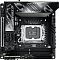 Фото-1 Материнская плата ASUS ROG Strix Z890‑I Gaming WiFi, вид сверху: сокет CPU по центру, два слота памяти справа, крупные радиаторы и кожухи серо‑чёрного цвета; важно для понимания компоновки и совместимости при сборке ПК.