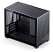 Фото-11 Корпус Jonsbo D32 Pro Black, вид под углом со снятой боковой стенкой: верхняя и боковые панели с перфорацией, видны слоты расширения и внутренняя рама; снизу блок фронтальных кнопок и портов &mdash; чтобы оценить вентиляционные поверхности и доступ к элементам корпуса.