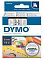 Фото-3 Картридж Dymo D1 S0720780 для ленточных принтеров; фронтальный вид фирменной картонной упаковки, видны синий верхний блок D1, окно с лентой Black on White, крупный логотип DYMO и отметка ширины 6 mm 1/4 in; фото помогает сопоставить модель ленты с форматом фирменной коробки на странице товара.