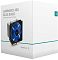 Фото-8 Упаковка кулера DeepCool GAMMAXX 400 Blue Basic, коробка под углом: надпись GAMMAXX 400 BLUE BASIC и изображение кулера с синим вентилятором; белый фон, идентификация модели на странице товара.