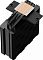 Фото-6 Радиатор DeepCool AG400 BK ARGB без вентилятора, ракурс 3/4 сверху: чёрные пластины радиатора и чёрные тепловые трубки, сверху видна медная контактная пластина. По бокам — монтажные кронштейны. Белый фон — изображение показывает теплоотвод и основание для установки на CPU.