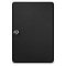 Фото-3 Внешний HDD Seagate Expansion Portable 1 ТБ, вид спереди: чёрная панель с диагональной текстурой и фирменная вставка с логотипом Seagate; на белом фоне для идентификации модели и поверхности корпуса на странице товара.