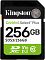 Фото-1 Карта памяти SDXC Kingston Canvas Select Plus 256GB — крупный план лицевой стороны SD-карты: чёрный корпус, белая этикетка с зелёной полосой, маркировка 256GB и SDS3/256GB, логотип SDXC и значок V10; на белом фоне для идентификации товара