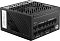 Фото-1 Блок питания для ПК MSI MAG A850GL PCIE5, вид под углом на модульную сторону: сверху декоративная вентиляционная решётка, спереди панель модульных разъёмов с подписями SATA & MOLEX, CPU & PCI-E и 12V-2x6; чёрный корпус на светлом фоне для оценки компоновки коннекторов.